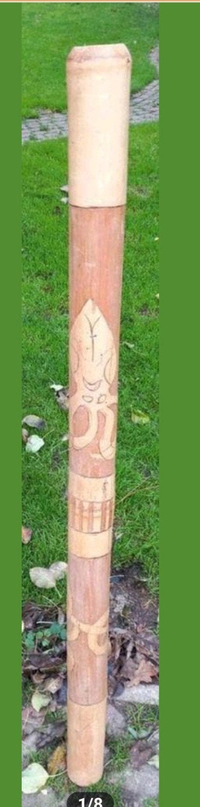 Bamboe Didgeridoo met Gravures - Diep Geluid, Muziek en Instrumenten, Blaasinstrumenten | Didgeridoos, Gebruikt, Ophalen of Verzenden