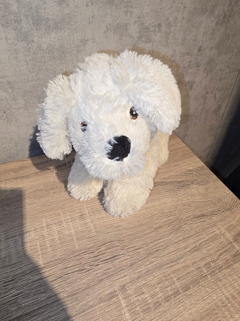 Schattige witte pluche hond knuffel   (1), Kinderen en Baby's, Speelgoed | Knuffels en Pluche, Zo goed als nieuw, Middelgroot (20 tot 80 cm)