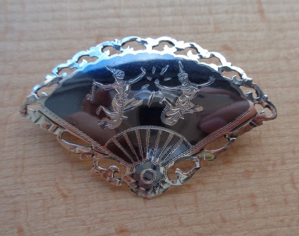 zilveren SIAM niello broche [491], 4 tot 7 cm, Verzenden, Zo goed als nieuw, Zilver