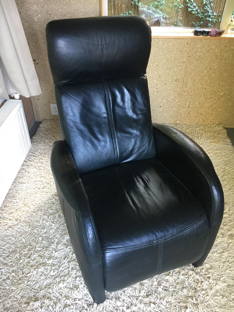 echt leer, degelijke relaxstoel, Ophalen, Gebruikt, Minder dan 75 cm, Leer