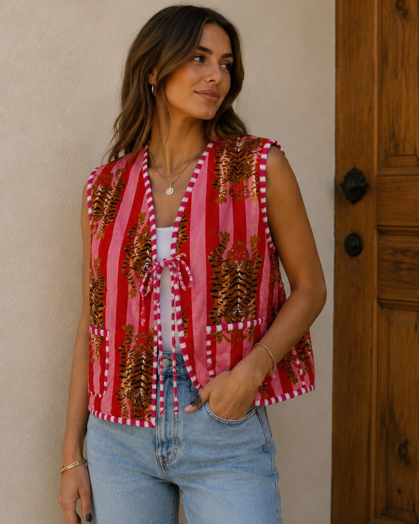 Gilet vest vestje nieuw roze panter leopard, India, Nieuw, Ophalen of Verzenden, India