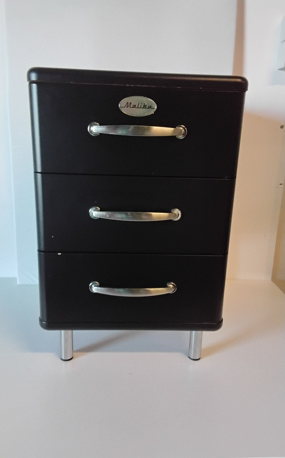 2 stuks Malibu ladekastje zwart met 3 laden, Huis en Inrichting, Ophalen, Minder dan 50 cm, Gebruikt, Malibu