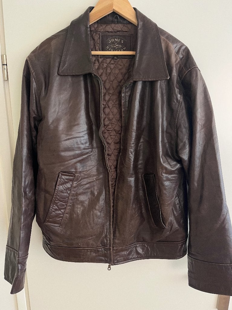 Lederen jas Jones Division maat XL - bruin - aubergine jack, Ophalen of Verzenden, Zo goed als nieuw, Maat 56/58 (XL), Bruin