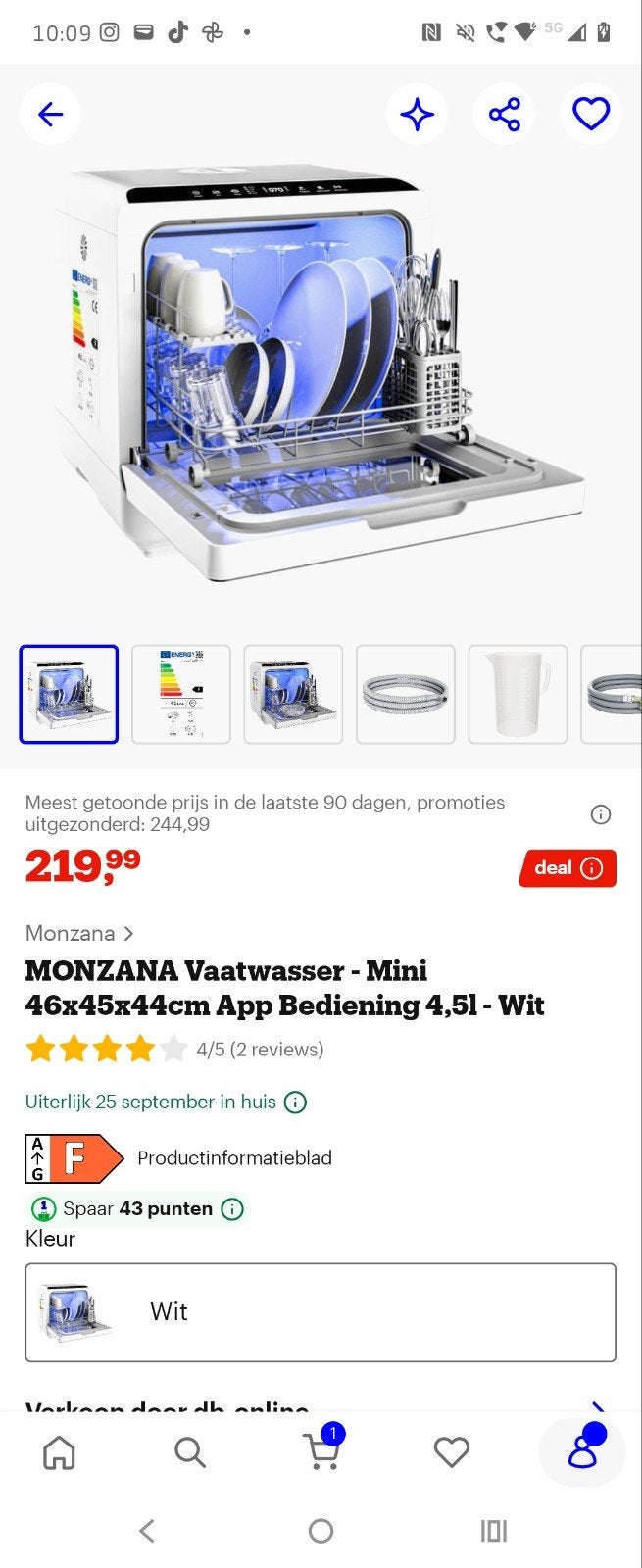 MONZANA Mini Vaatwasser 10 maande oud MET GARANTIE, Ophalen, Zo goed als nieuw, Minder dan 85 cm