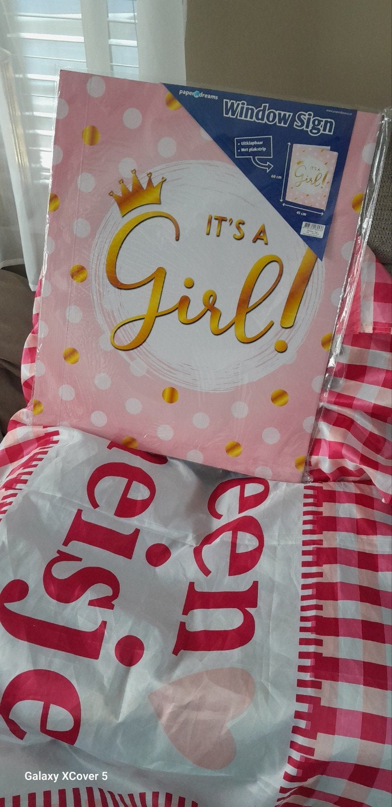 Geboortebord en vlag meisje - It's a Girl!, Ophalen of Verzenden, Nieuw