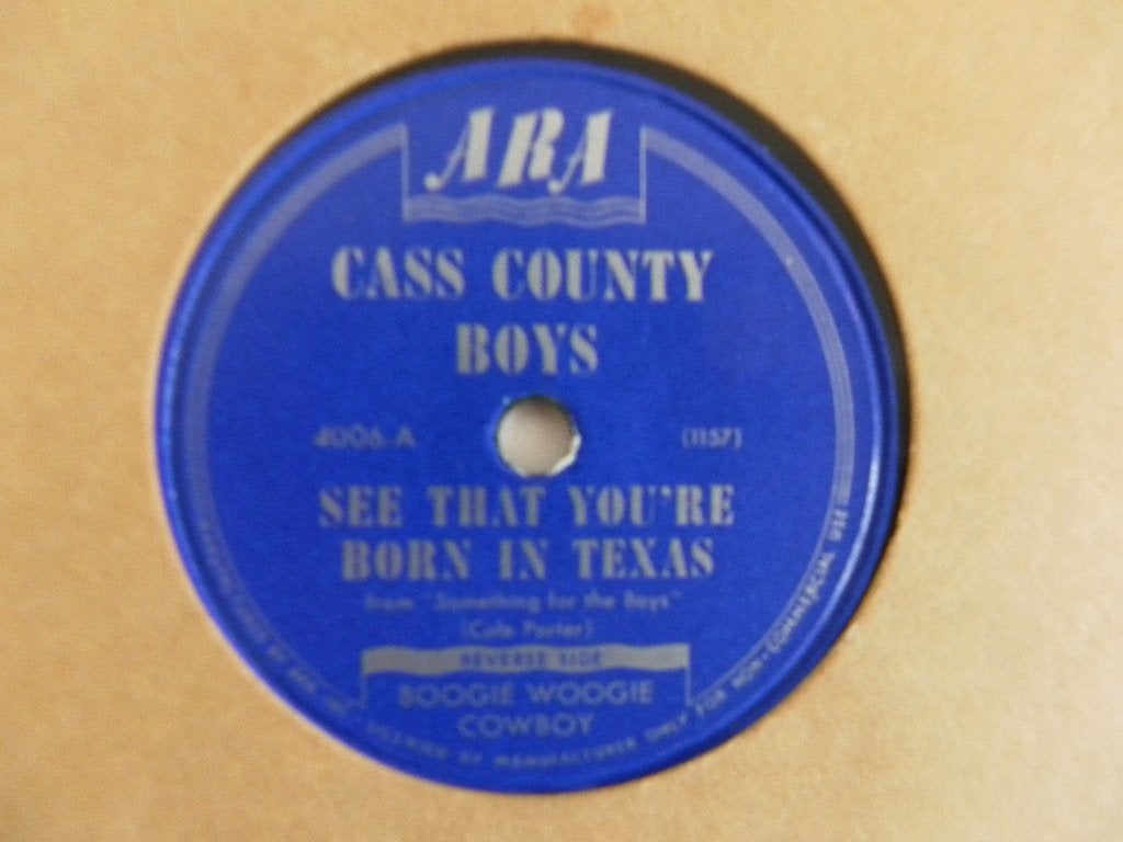 78 Toerenplaat Cass County Boys, Gebruikt, 10 inch, Ophalen of Verzenden, Overige typen