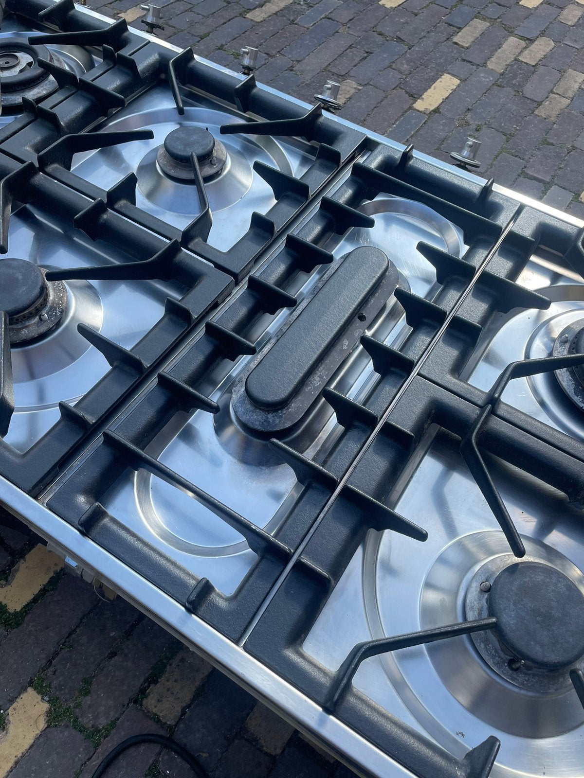 Boretti RVS Inbouw Kookplaat 6 Pitten Wokbrander Visbrander, Ophalen, Gebruikt, Inbouw, Gas