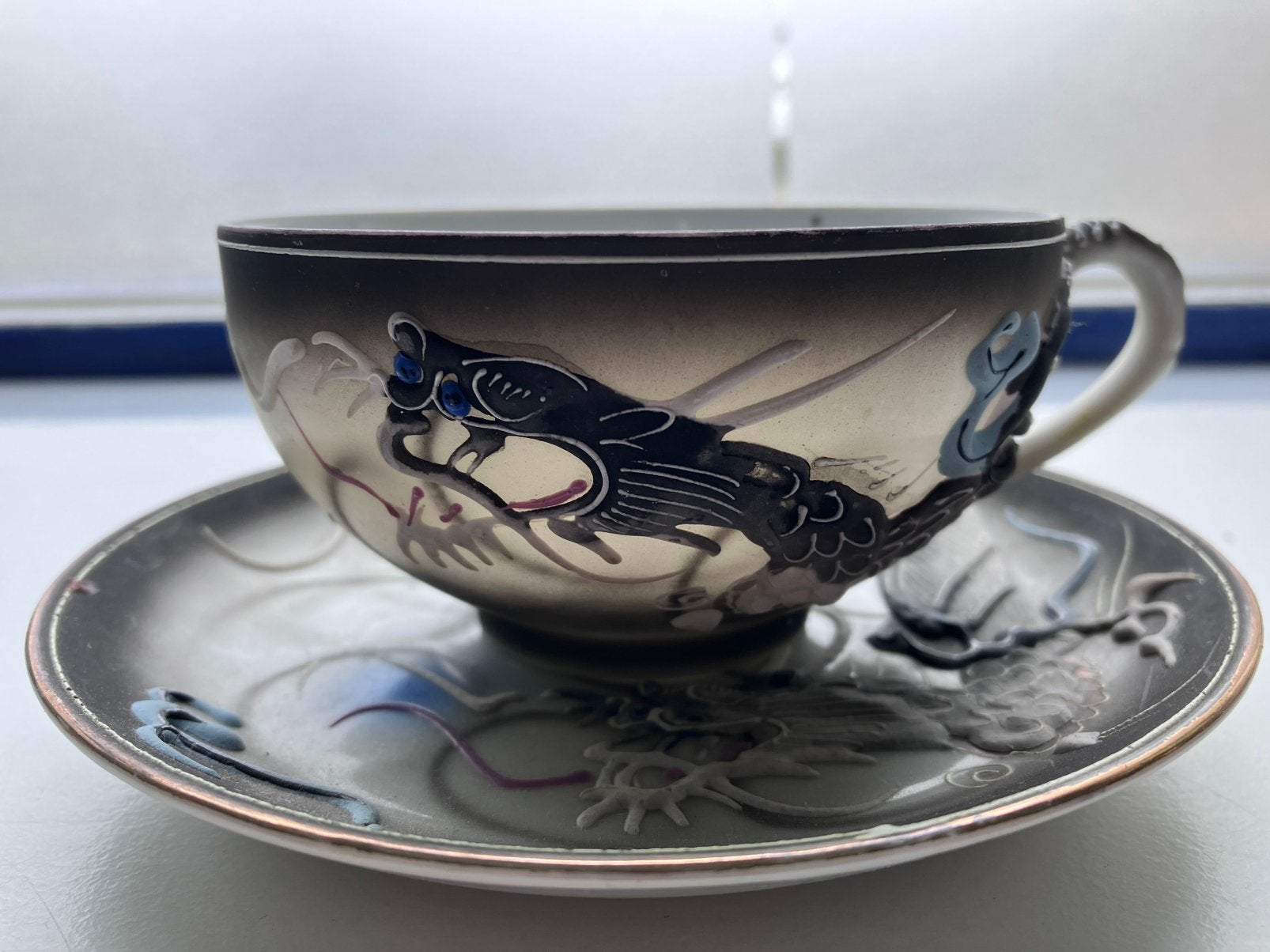3 Japanse Kop & schotels | Dragonware | Moriage, Antiek en Kunst, Ophalen of Verzenden