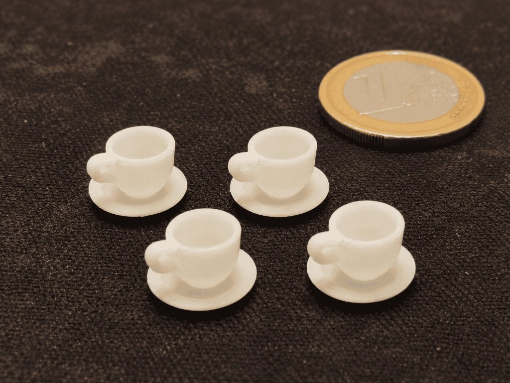 Set Kop en Schotel Wit 1:12 - Poppenhuis Miniatuur 1x1x1cm, Ophalen of Verzenden, Nieuw, Decoratie