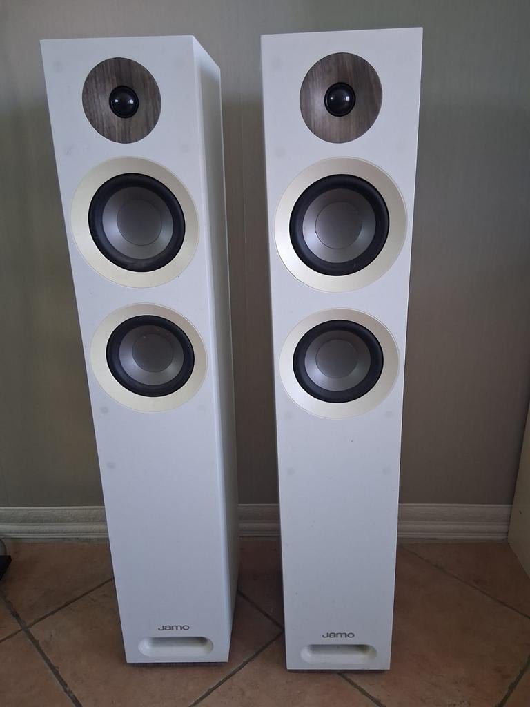 3 Jamo speakers + kabels + receiver onkyo 656, Audio, Tv en Foto, Ophalen, Gebruikt, Surroundset zonder subwoofer, 120 watt of meer