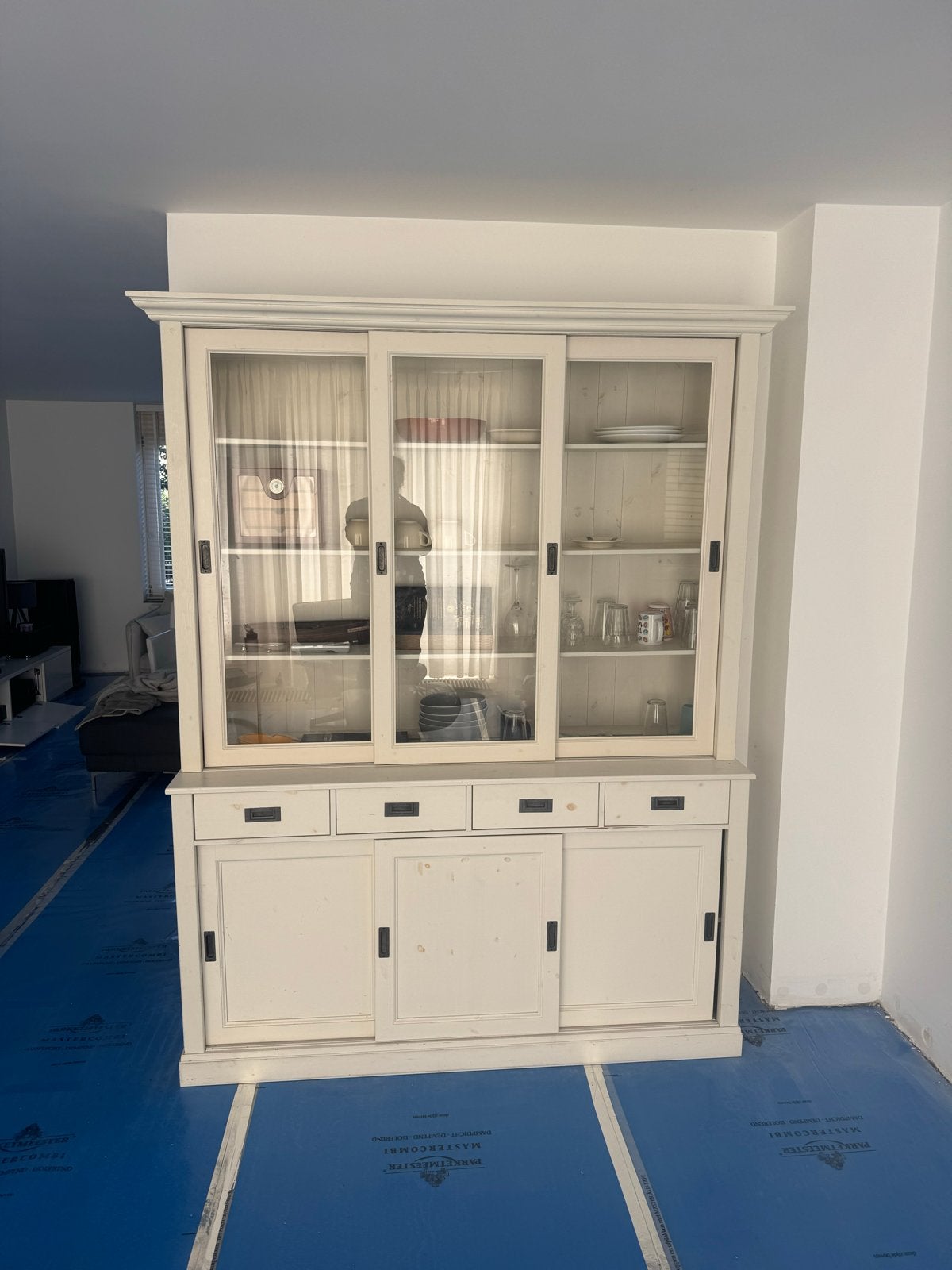VT wonen Buffetkast / Servieskast - Crème wit - 216 cm hoog, Huis en Inrichting, Ophalen, Gebruikt, 200 cm of meer, 150 tot 200 cm