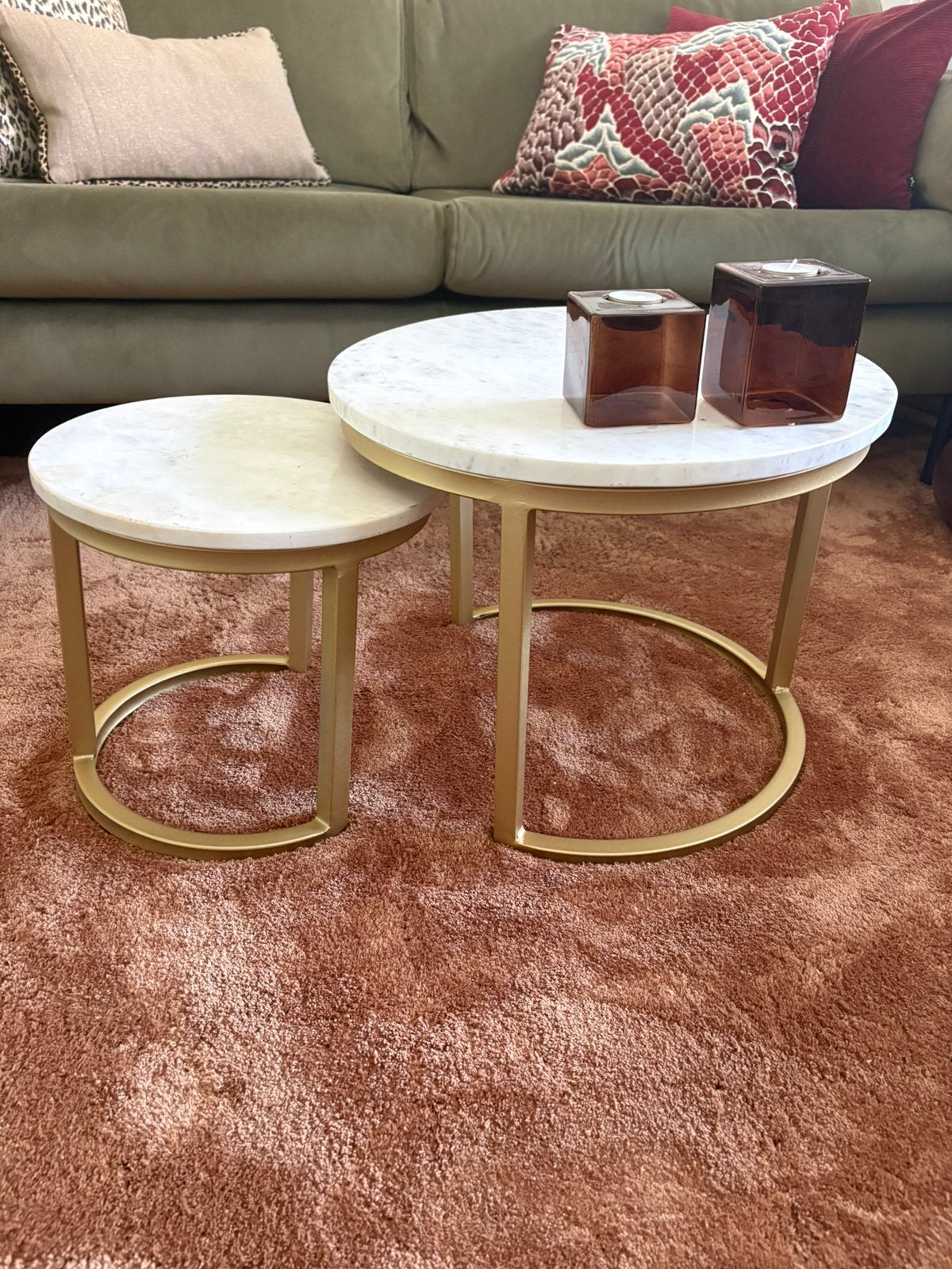 Prachtige marmeren salontafeltjes | bijzettafeltjes te koop!, Huis en Inrichting, Tafels | Salontafels, Ophalen, Minder dan 50 cm