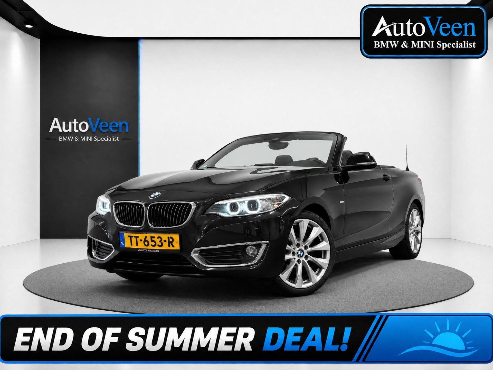 BMW 2-serie Cabrio 218i M Sport (LED, CRUISE, NAVI, LEDER, S, Auto's, Gebruikt, Cabriolet, 4 stoelen, Zwart