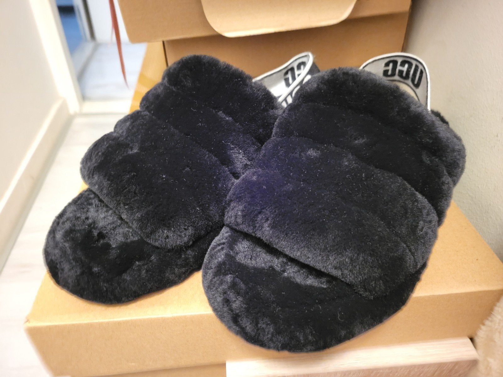 ugg fluf sandalen zwart 37, Ophalen of Verzenden, Zwart, Sandalen of Muiltjes