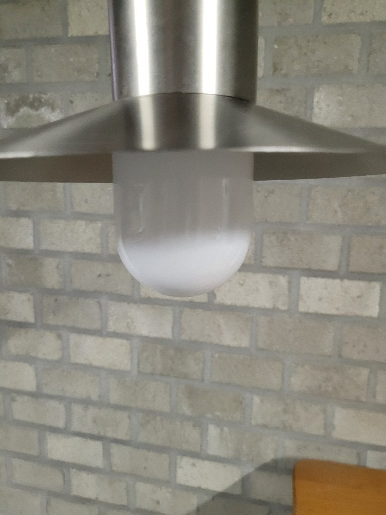 RVS hanglamp, Huis en Inrichting, Lampen | Hanglampen, Ophalen of Verzenden, Zo goed als nieuw, Glas, E27 (groot)