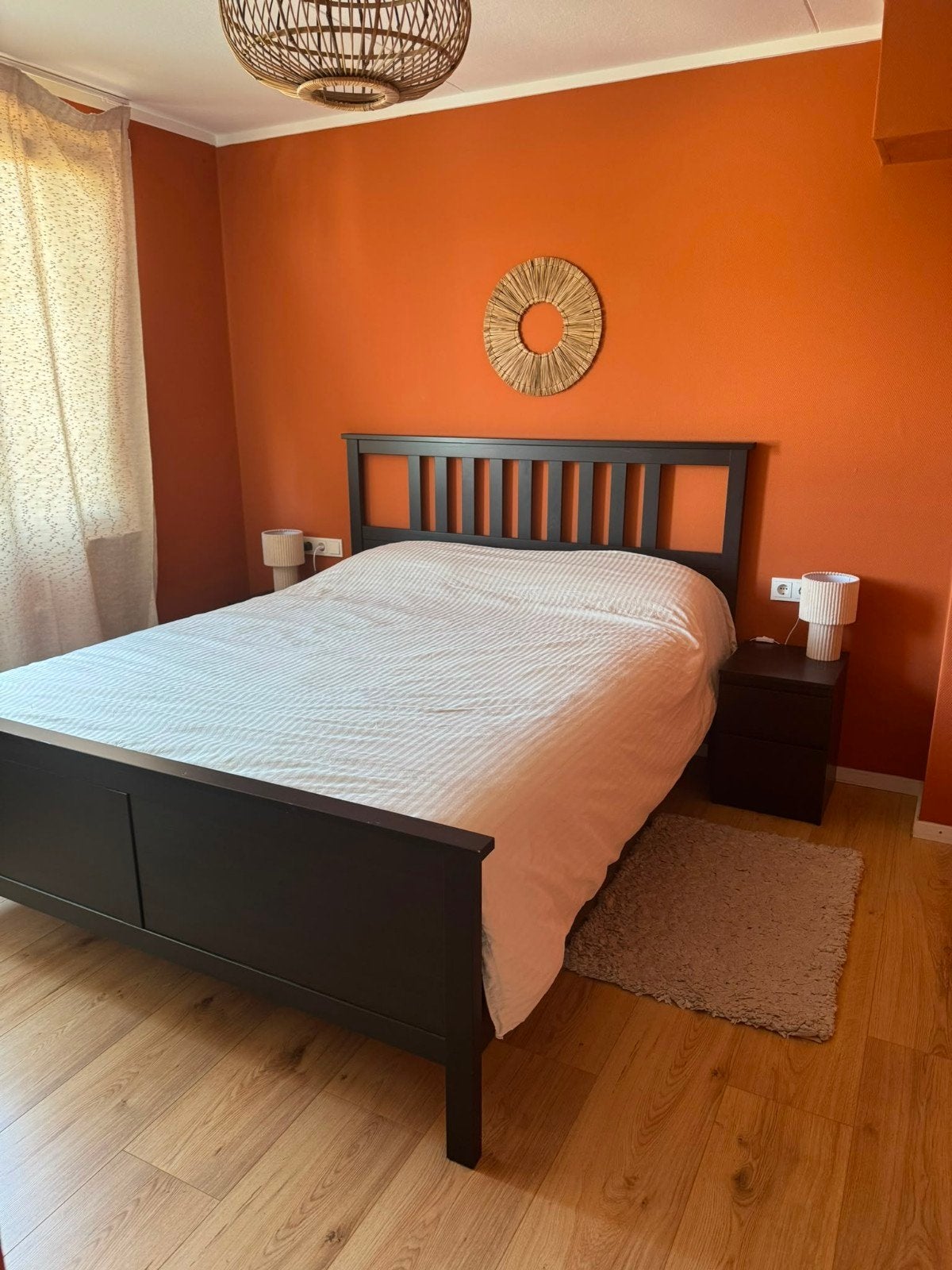 MOET WEG! Ikea Hemnes 2 persoons bed 160x200 /matras/lattenb, Ophalen, Gebruikt, Zwart, Tweepersoons