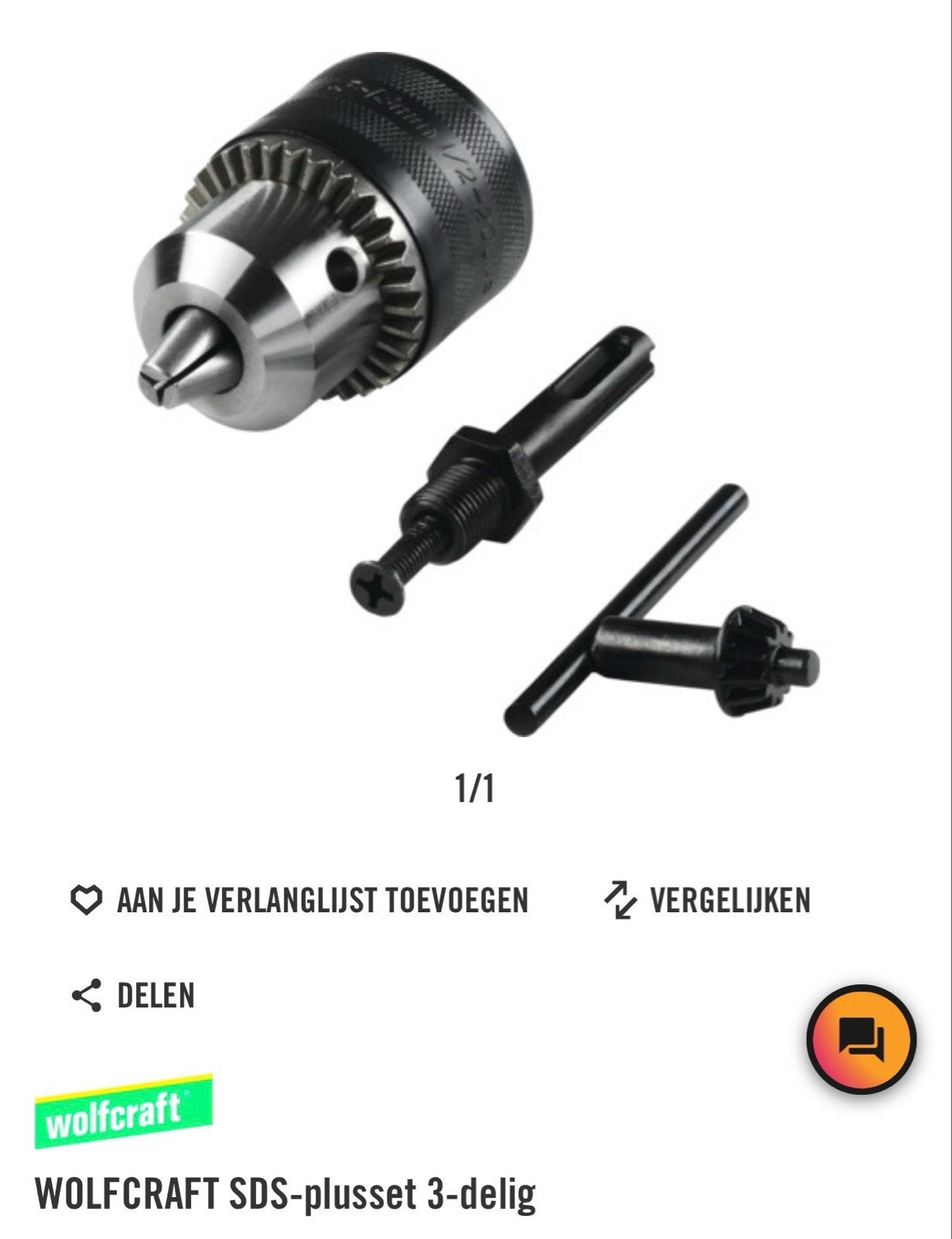 Wolfcraft SDS-plusset 3-delig Boorkop met Adapter en Sleutel, Ophalen of Verzenden, Nieuw, Overige typen