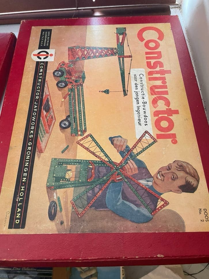 4 Constructor Mecano dozen antiek zie fotos, Ophalen of Verzenden, Gebruikt, Groter dan 1:32