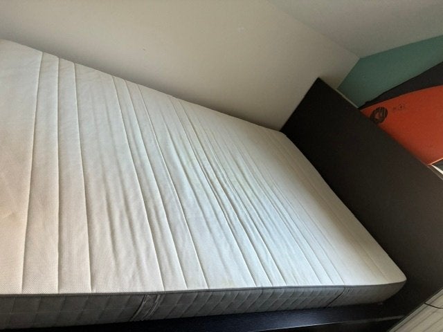 Bed 2 persoon 140 x 200 cm, Ophalen, Overige materialen, Gebruikt, Zwart