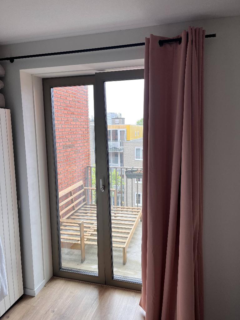 Roze gordijnen inclusief roede, Ophalen, Gebruikt, 200 cm of meer, Overige kleuren