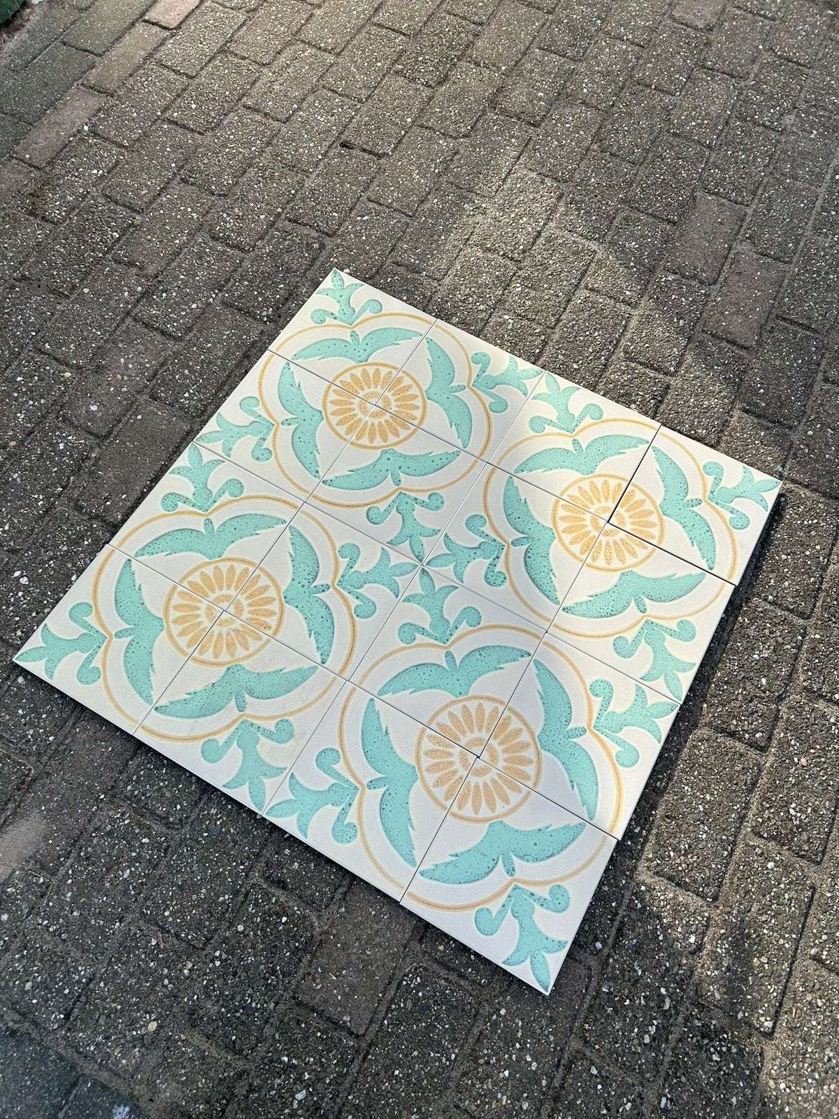 Originele vintage tegels 20x20 – ca. 200 stuks (8 m²), Doe-het-zelf en Verbouw, Tegels, Ophalen, Keramiek, 5 tot 10 m², Zo goed als nieuw