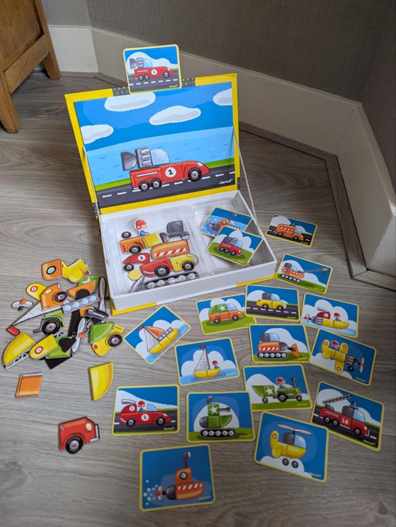 Janod vaar- en voertuigen magnetisch boek Magnéti'book, Kinderen en Baby's, Speelgoed | Educatief en Creatief, Ophalen of Verzenden
