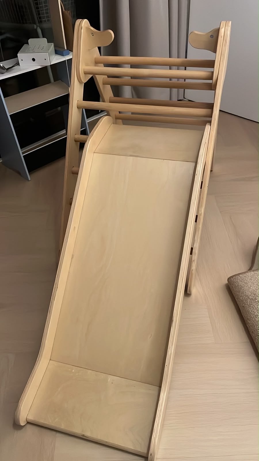 Houten Glijbaan en Klimrek voor Binnen, Ophalen, Zo goed als nieuw, Glijbaan