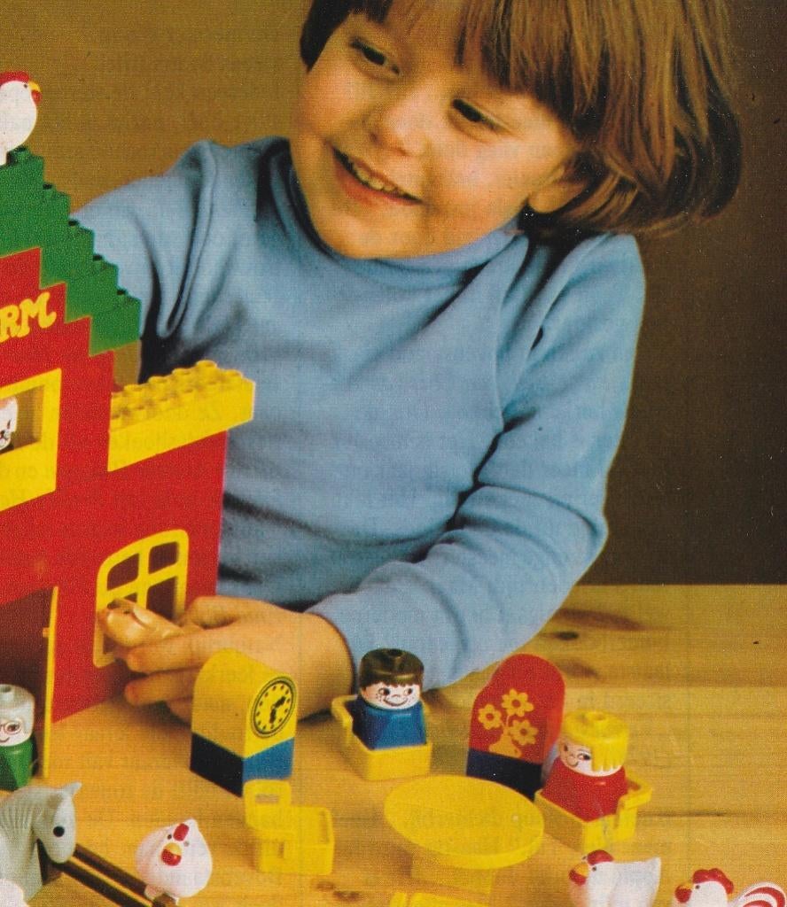 Retro reclame 1979 Lego Duplo jongetje met boerderij, Verzenden, Overige typen
