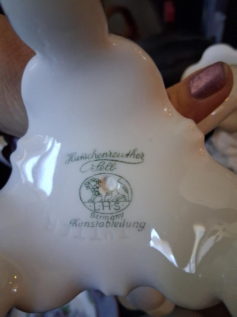 Hutschenreuther Porseleinen Kandelaar - Wit met Goud, Antiek en Kunst, Antiek | Kandelaars, Ophalen of Verzenden