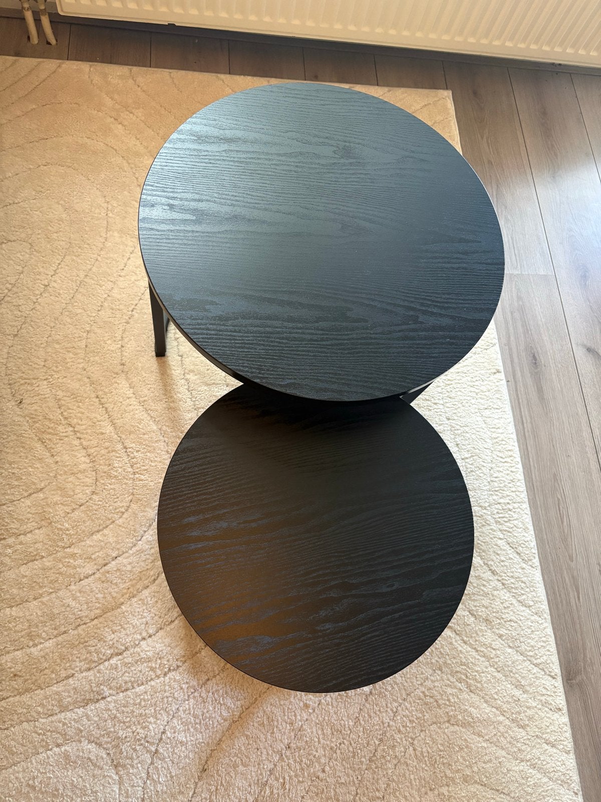 Set van 2 zwarte ronde salontafels, Huis en Inrichting, Ophalen, Minder dan 45 cm, Minder dan 55 cm, Gebruikt