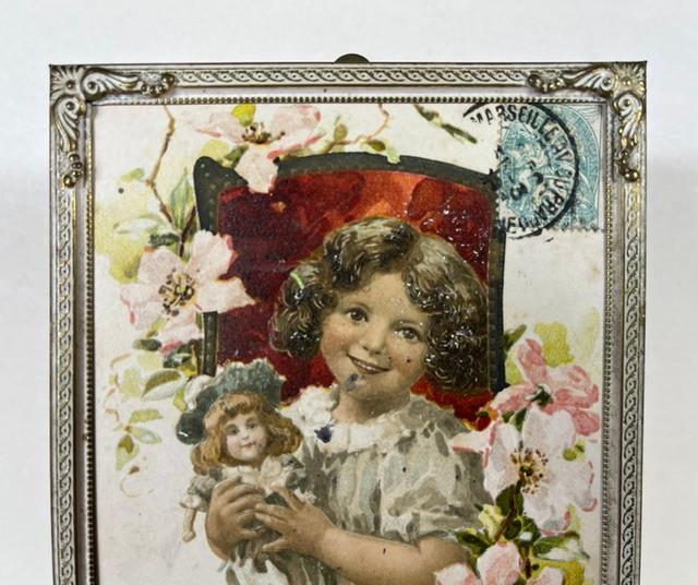 Antiek Frans fotolijstje met ansichtkaart, Antiek en Kunst, Ophalen of Verzenden