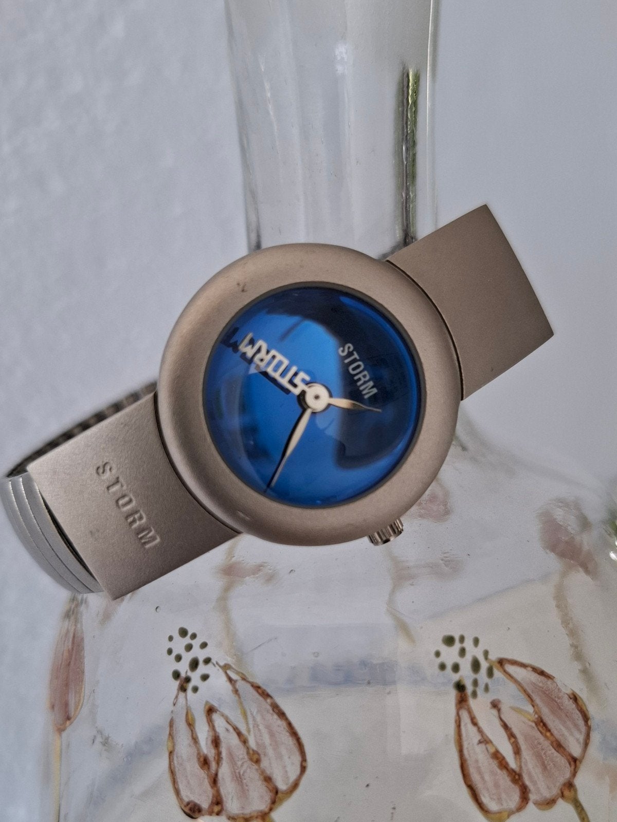 Storm Bubble SPX horloge met blauw , zit nieuwe batterij in!, Sieraden, Tassen en Uiterlijk, Overige merken, Staal, Gebruikt, Staal