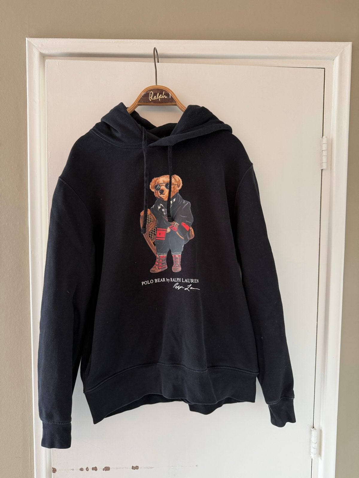 Ralph Lauren Trui Maat M - Polo Bear Hoodie Zwart, Ophalen of Verzenden, Zo goed als nieuw, Maat 48/50 (M), Zwart