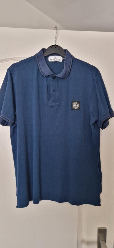 Originele donkerblauwe Stone Island slim fit polo maat L, Ophalen of Verzenden, Zo goed als nieuw, Maat 52/54 (L), Blauw