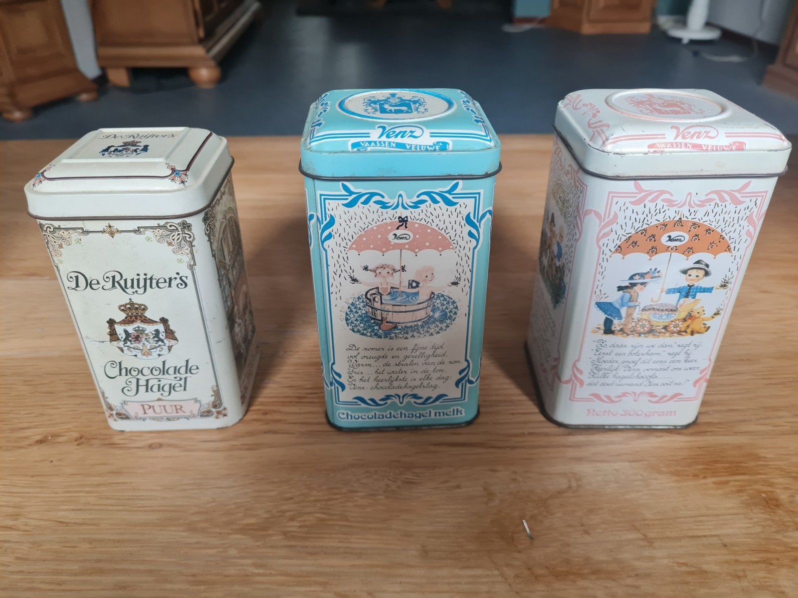 Set van 3 vintage hagelslagblikken - De Ruijter & Venz, Ophalen of Verzenden, Gebruikt, Overige, Overige merken