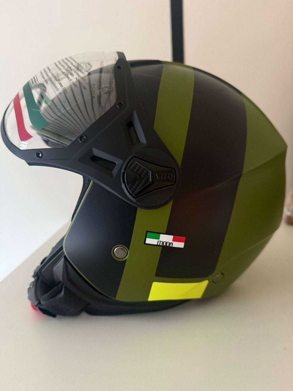Vito Jet Moda Helm – Mat Groen/Zwart – Maat M, Motoren, M, Heren, Jethelm, Ophalen of Verzenden