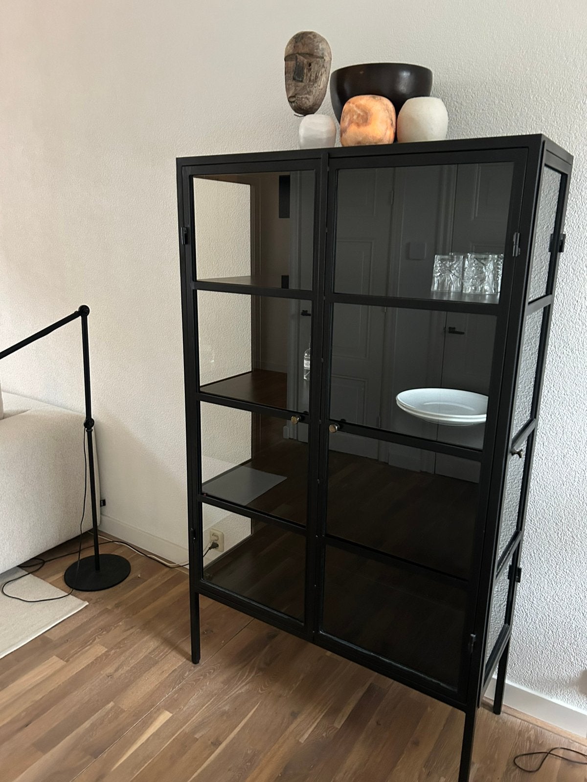 Vitrine kast staal zwart, Ophalen, 50 tot 100 cm, 150 tot 200 cm, 25 tot 50 cm