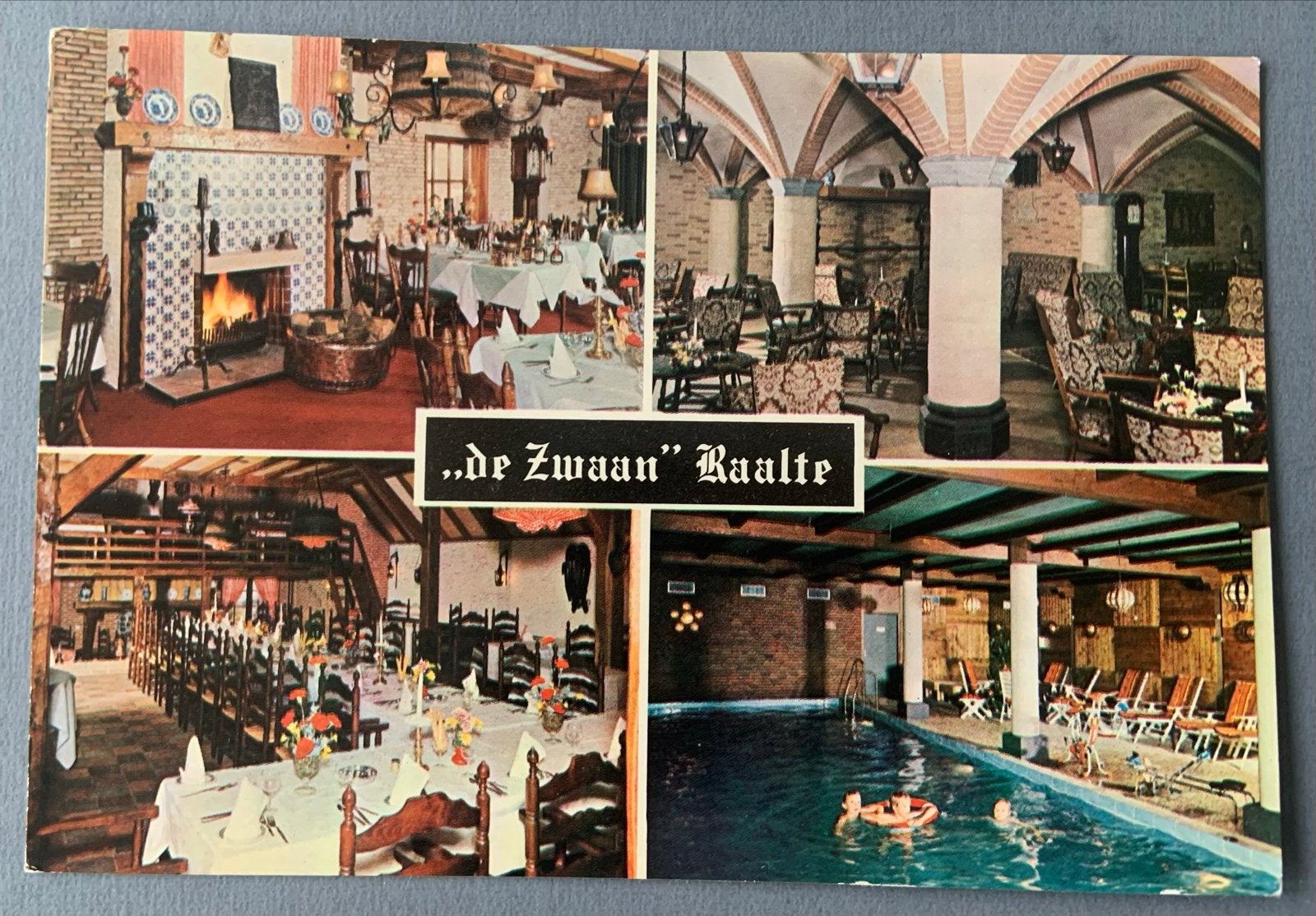 Hotel Restaurant De Zwaan Raalte Zwembad, Verzamelen, Ansichtkaarten | Nederland, Verzenden, 1960 tot 1980, Gelopen, Overijssel