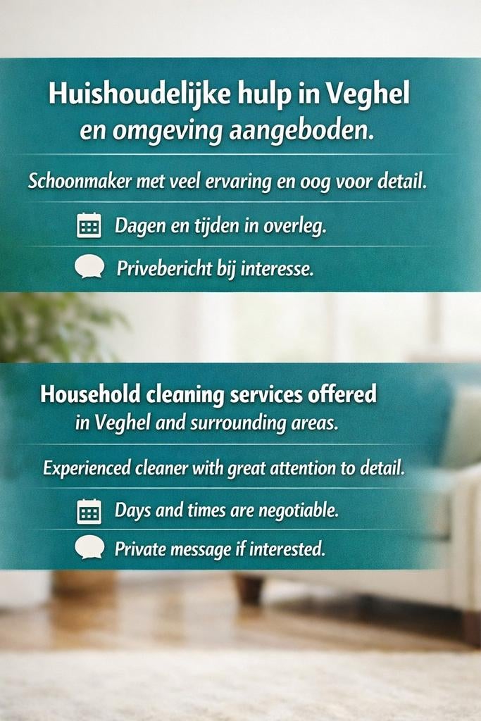 Huishoudelijke hulp aangeboden in Veghel en omgeving, Vacatures