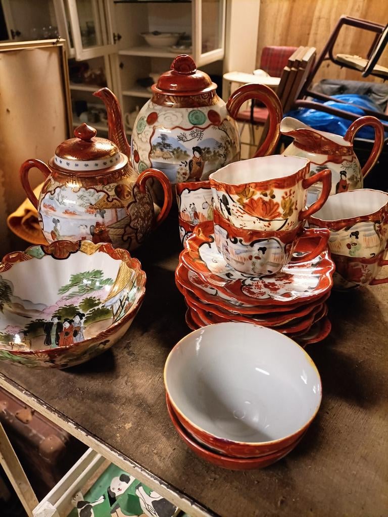 Japans thee servies. Vintage. Antiek., Antiek en Kunst, Antiek | Servies los, Ophalen