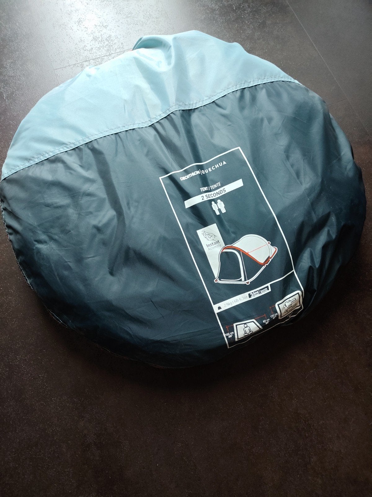 Quechua 2 Seconds pop-up tent, 2 personen, blauw, Ophalen, Tot en met 2