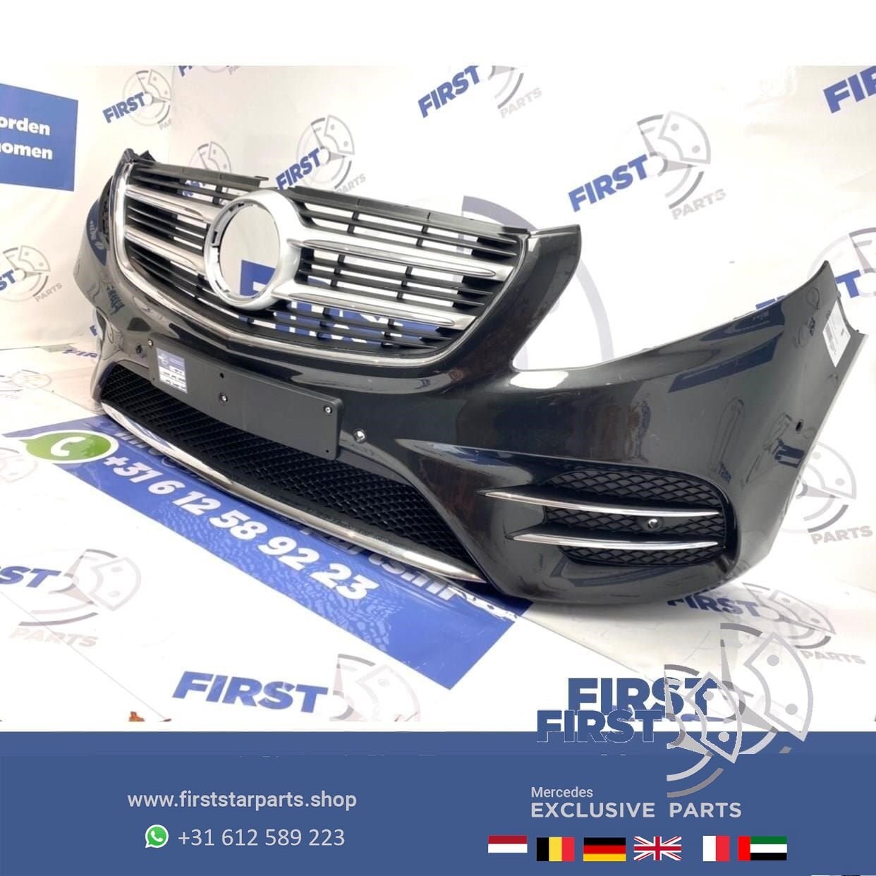 W447 VITO / V KLASSE AMG VOORBUMPER COMPLEET ZWART ORIGINEEL, Auto-onderdelen, Carrosserie en Plaatwerk, Gebruikt, -, Voor, Ophalen of Verzenden