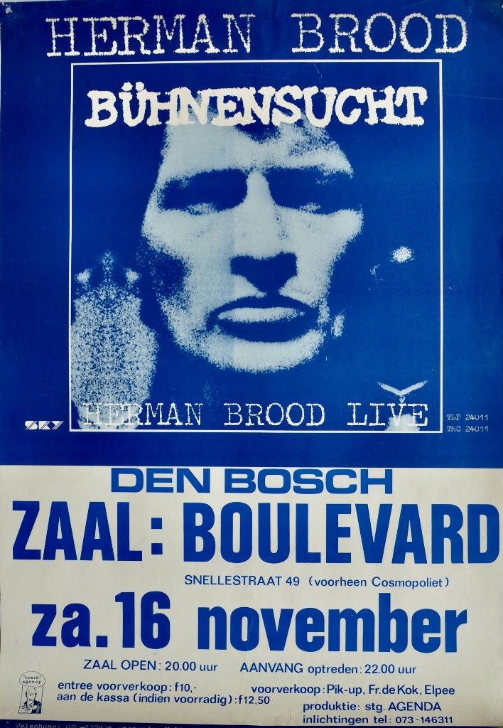 Concert poster Herman Brood ca. 1990, Verzamelen, Gebruikt, Verzenden, Onbekend, Onbekend
