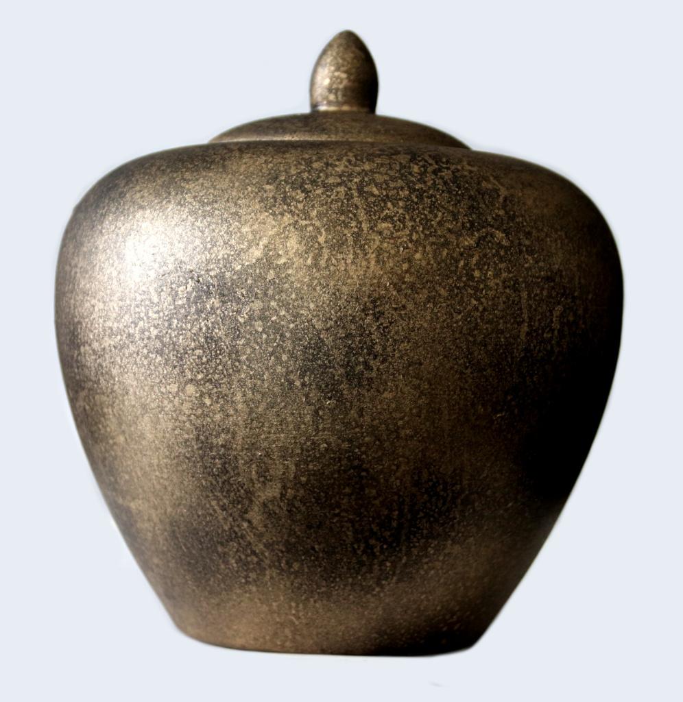 Stenen urn 4 liter handgemaakt zwart goud, Ophalen of Verzenden, Nieuw