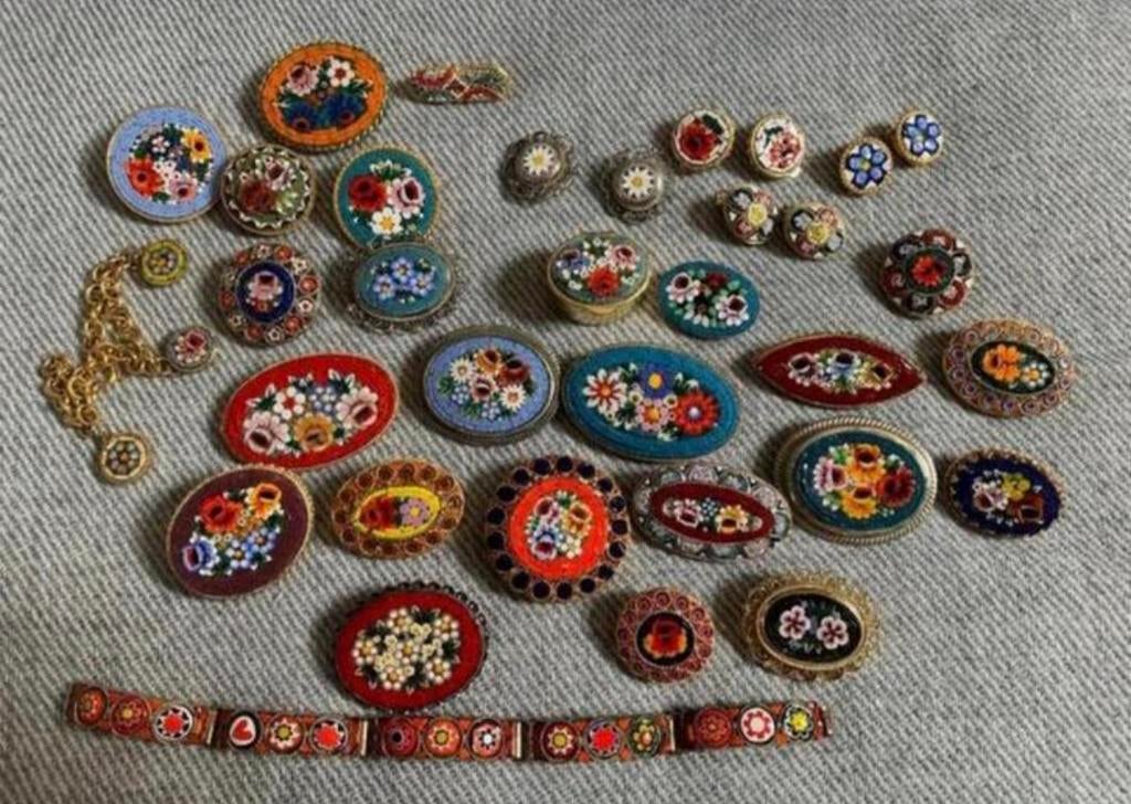 Micro Mosaik Camee Broche Set Armband Collectie Mozaïek, Verzenden, Overige materialen, Broche