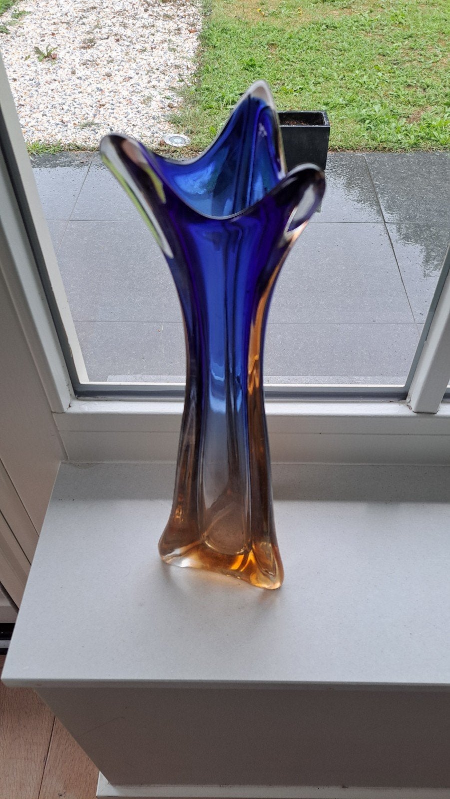 Vintage Murano vaas, blauw/amber, Ophalen