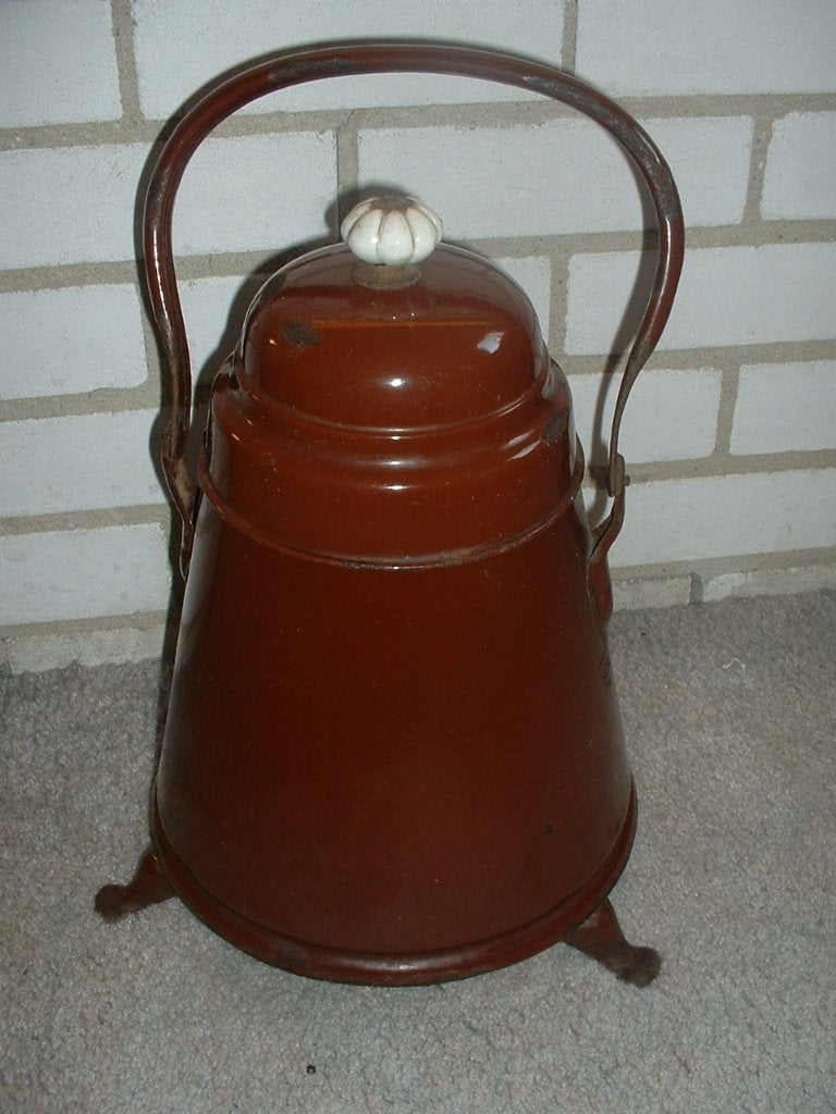 Emaille doofpot met porseleinen knop, Antiek en Kunst, Antiek | Emaille, Ophalen