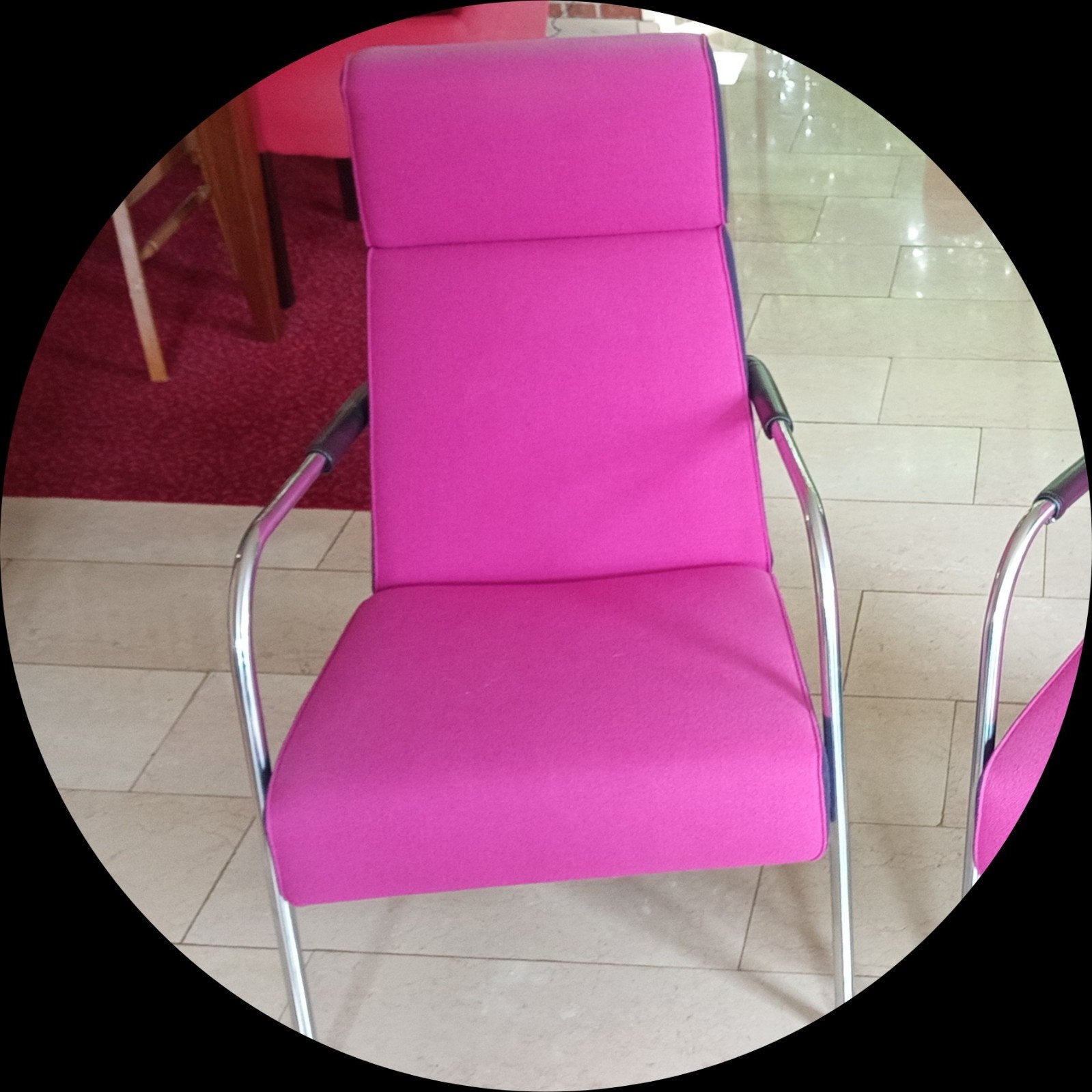 2 Topform stoelen - Fuchsia / diepblauw met chromen fra, Ophalen, Gebruikt, Twee, Overige kleuren
