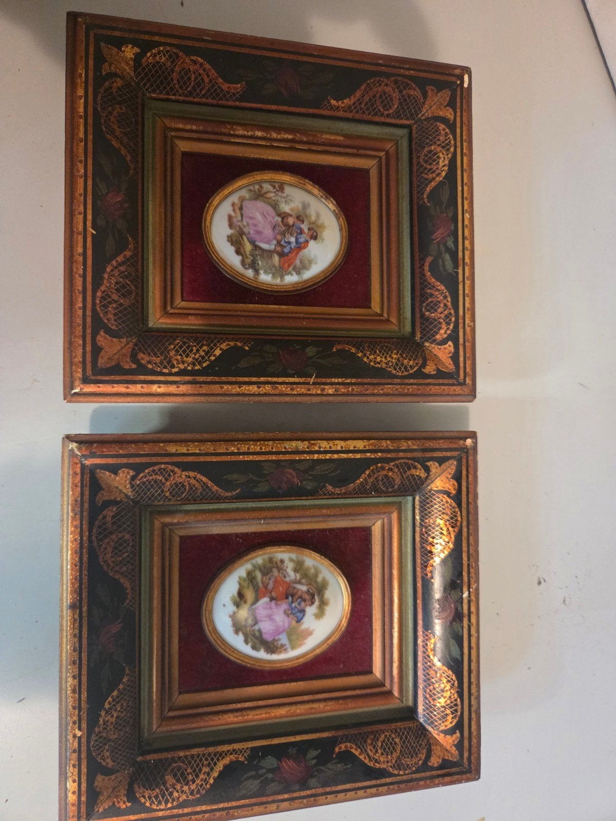 Set van 2 Fragonard stijl miniatuur schilderijen, Ophalen of Verzenden