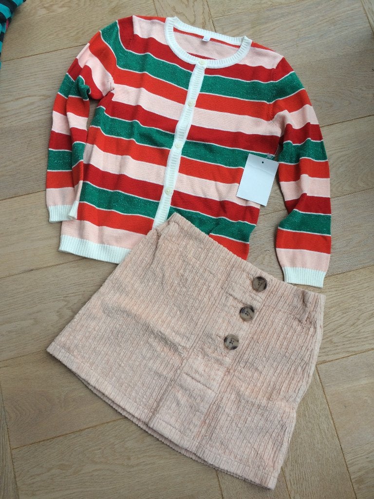 NIEUWE gave set corduroy rokje en vest met glitter mt 116, Kinderen en Baby's, Kinderkleding | Maat 116, Palomino, Meisje, Nieuw